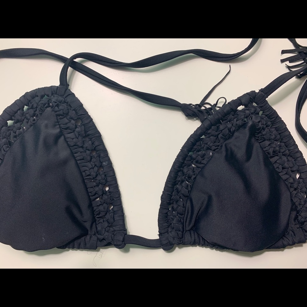 Xhilaration Crochet Bikini Swim Top Black